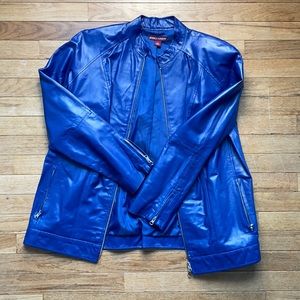 Blue Leather Jacket NWOT